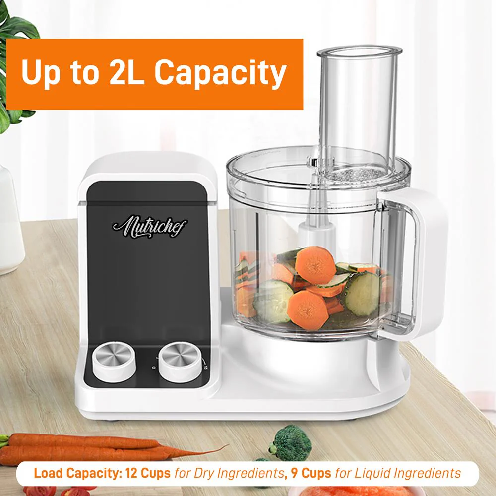 Multifunction Food Processor - Ultra Quiet Powerful Motor, Includes 6 Attachment Blades, Up To 2L Capacity - Image 5
