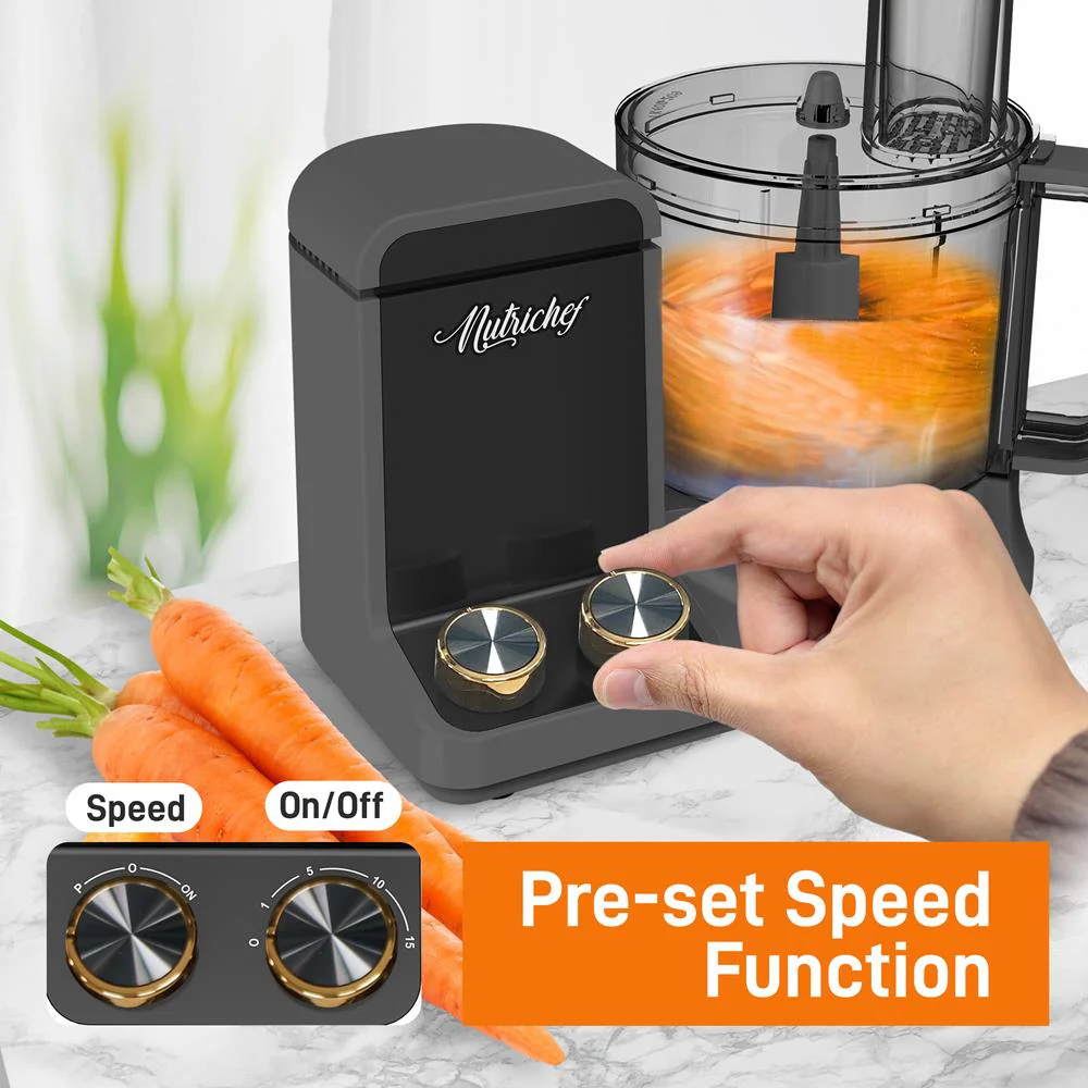 Multifunction Food Processor - Ultra Quiet Powerful Motor, Includes 6 Attachment Blades, Up To 2L Capacity - Image 4
