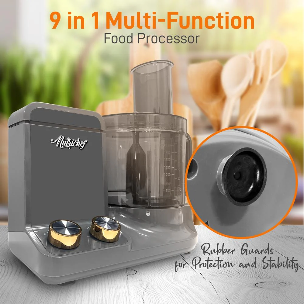 Multifunction Food Processor - Ultra Quiet Powerful Motor, Includes 6 Attachment Blades, Up To 2L Capacity - Image 6