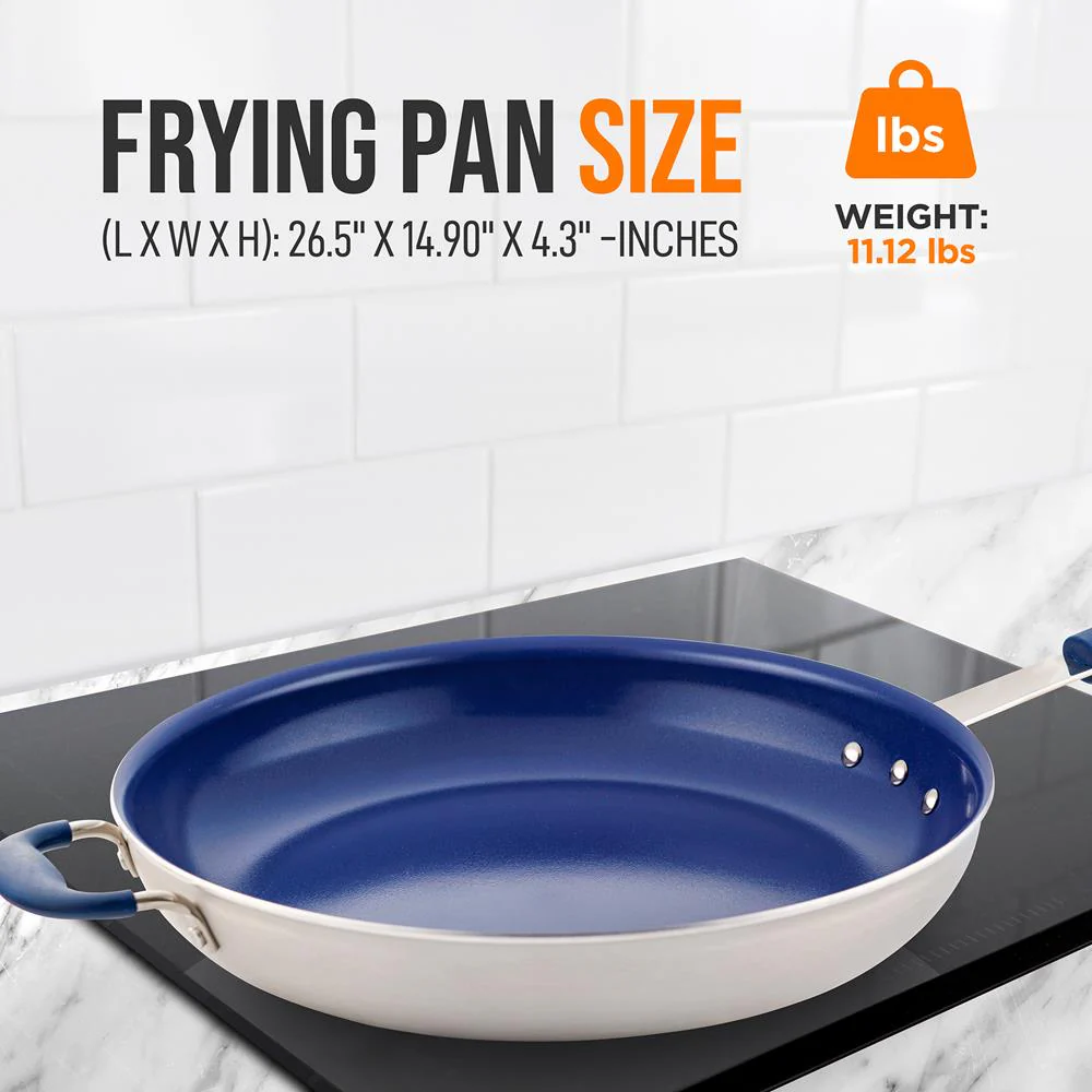 14''Non-Stick Fry Pan - Durable Pan With Silicone Handle, Ceramic Coating Inside - Image 2