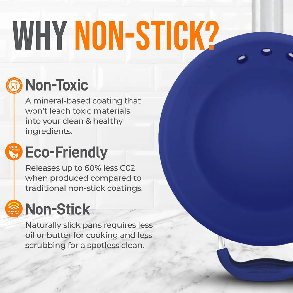 14''Non-Stick Fry Pan - Durable Pan With Silicone Handle, Ceramic Coating Inside - Image 4