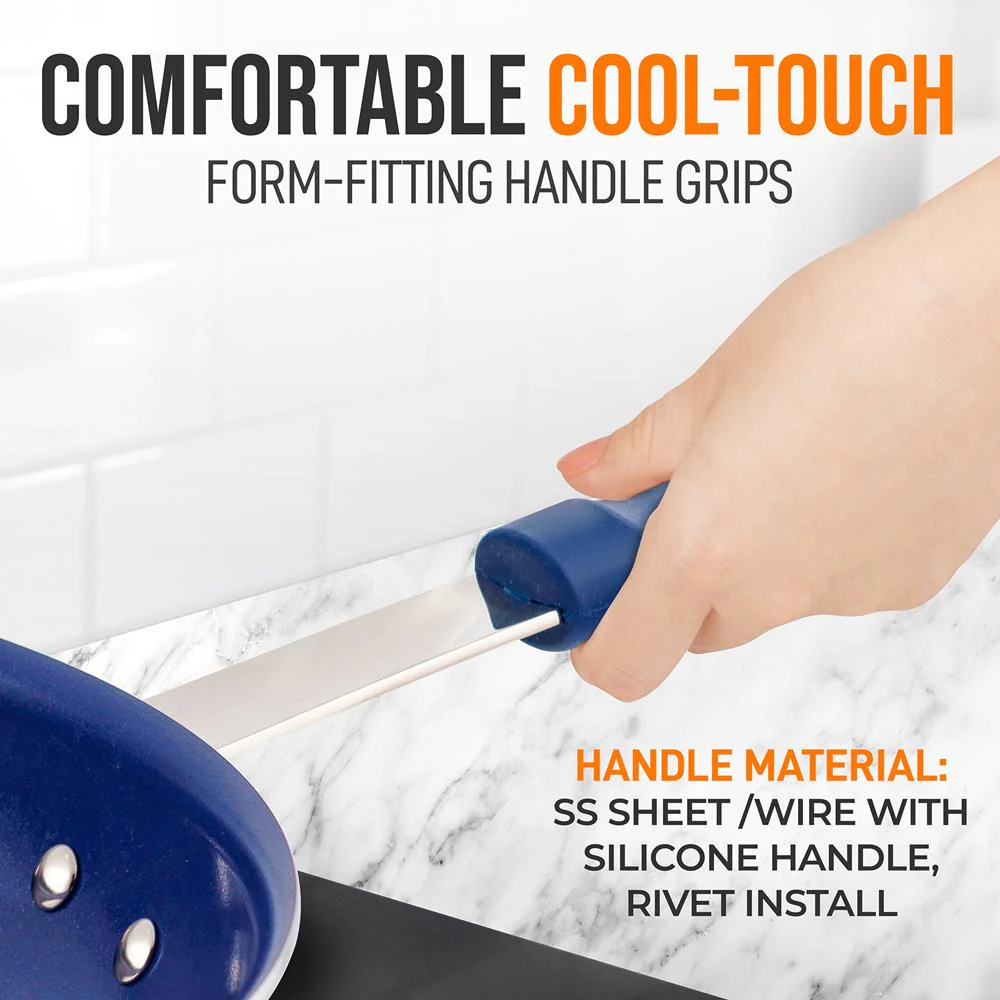 14''Non-Stick Fry Pan - Durable Pan With Silicone Handle, Ceramic Coating Inside - Image 5
