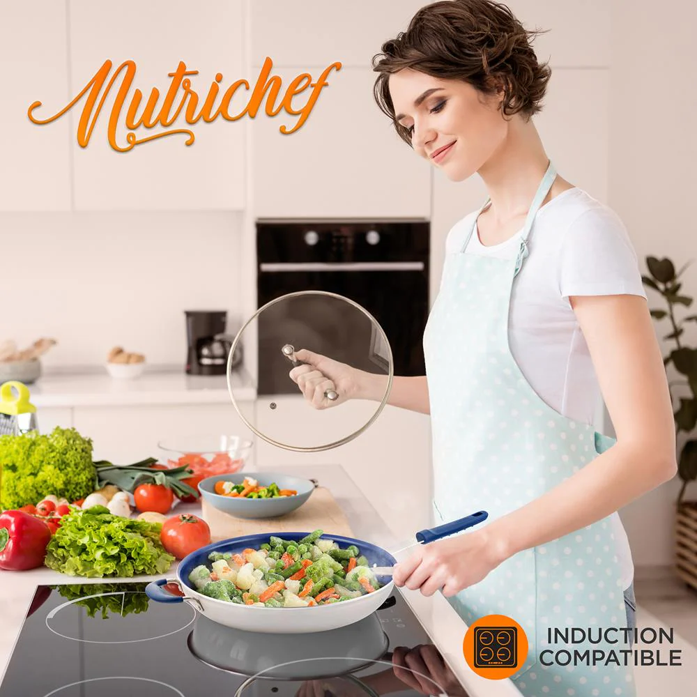 14''Non-Stick Fry Pan - Durable Pan With Silicone Handle, Ceramic Coating Inside - Image 8