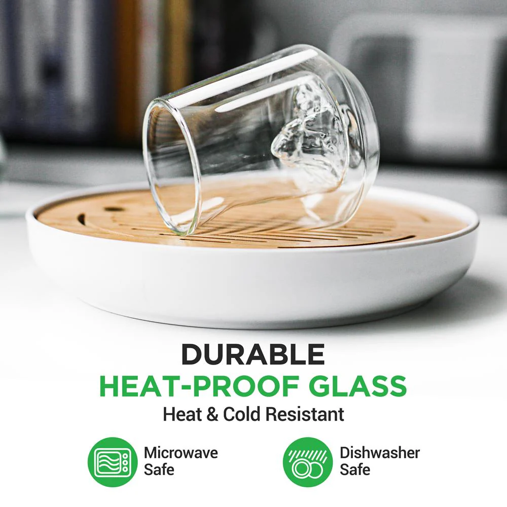 Double Wall Insulated Glasses - Sweat Free, Borosilicate, Clear, 8 oz, 2pcs - Image 4