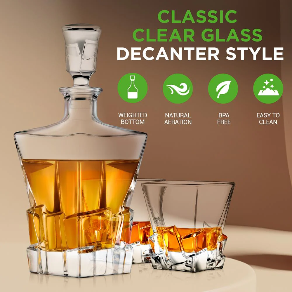Whiskey Decanter, Enhances Taste, Crystal Glass, 750ml Capacity - Image 3