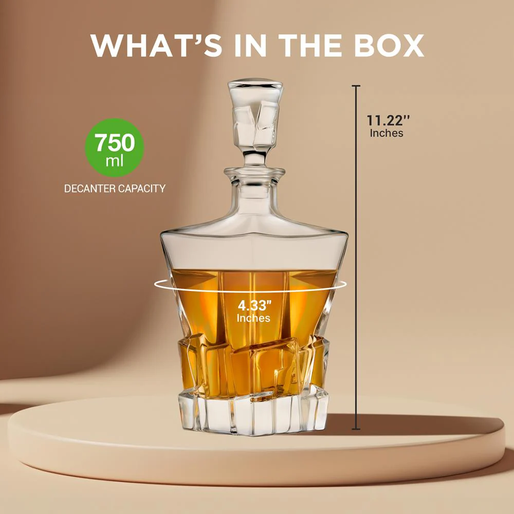 Whiskey Decanter, Enhances Taste, Crystal Glass, 750ml Capacity - Image 7