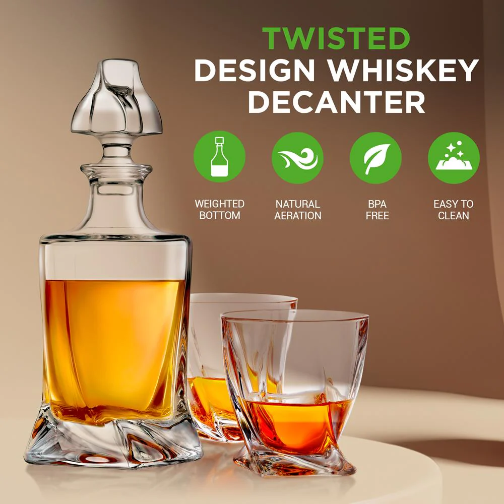 Home Bar Whiskey Decanter - Glass Liquor Decanter For Brandy, Wine, Whisky Or Vodka And More - Image 3