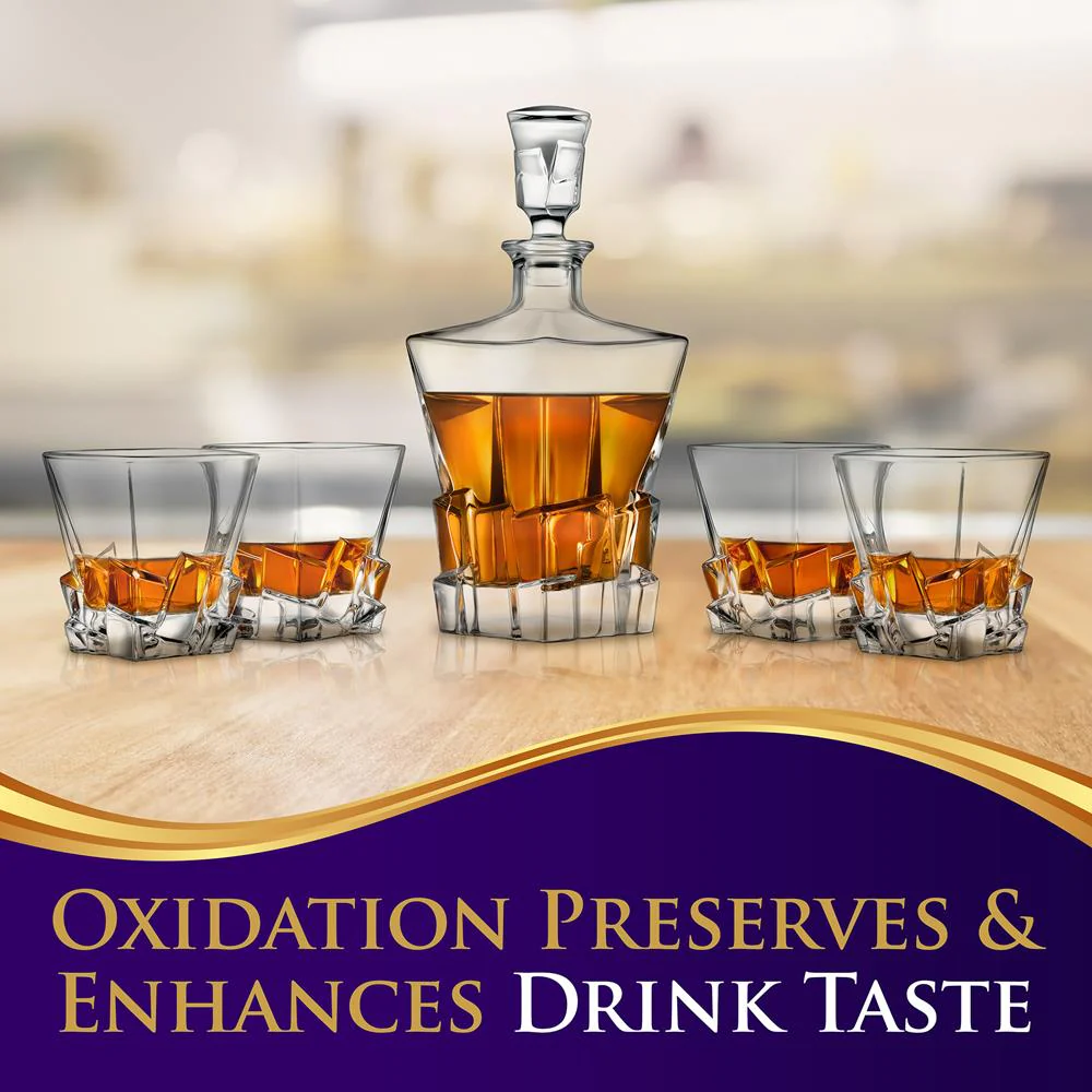 Whiskey Decanter Set Enhances Flavor Crystal Glass Clear - Image 5
