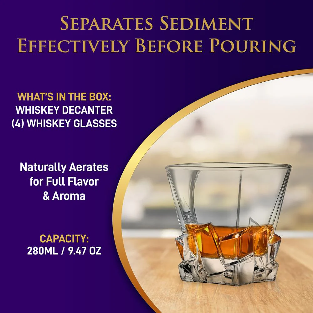 Whiskey Decanter Set Enhances Flavor Crystal Glass Clear - Image 6