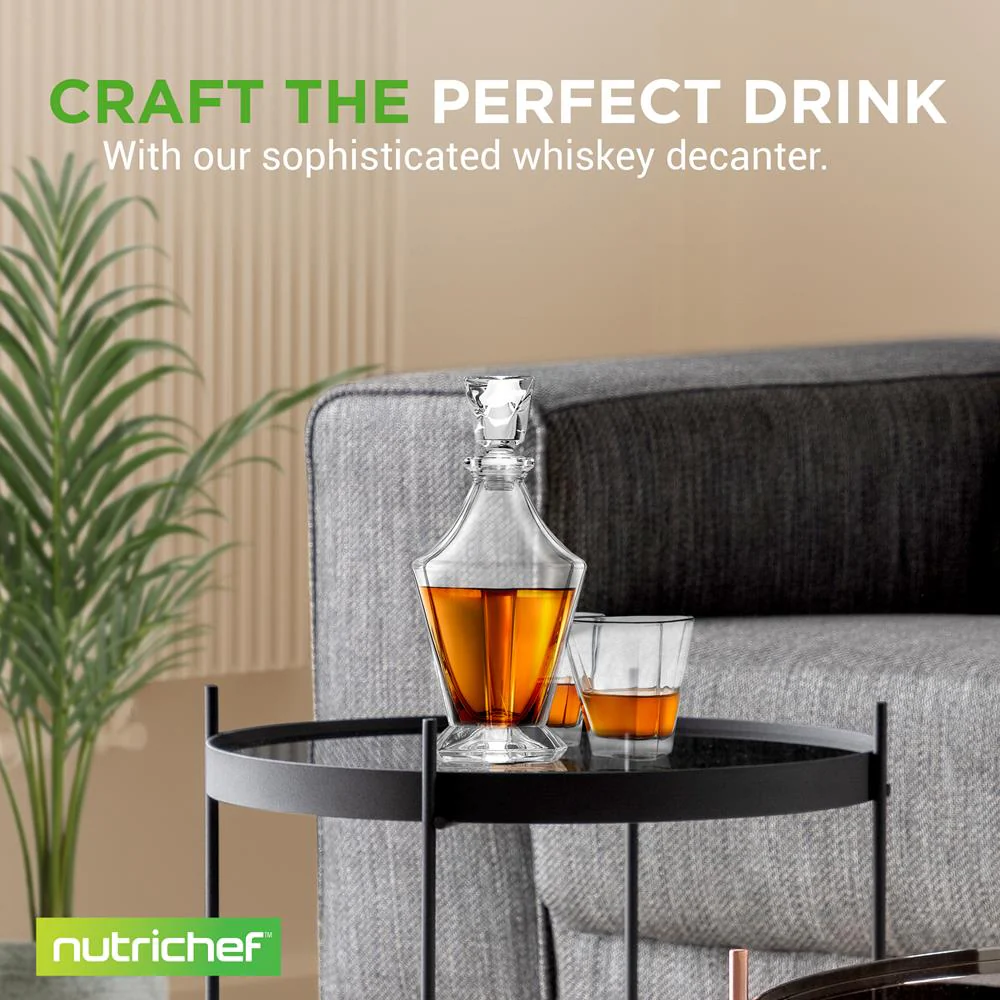 Whiskey Decanter Set Enhances Flavor Crystal Glass 850ml 4 Glasses - Image 6