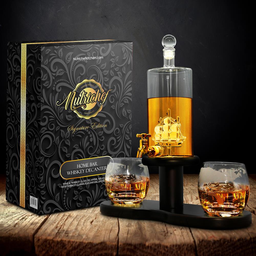 Glass Whiskey Decanter Set - Enhances Flavor - 780ml Clear Glass - Image 7