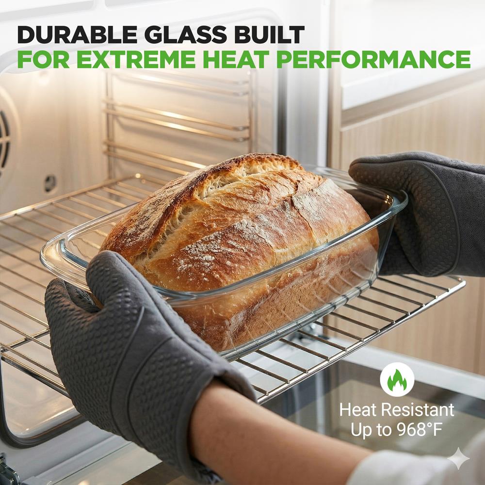 4-Piece Glass Loaf Pan Set, Airtight, High Borosilicate, Clear - Image 3