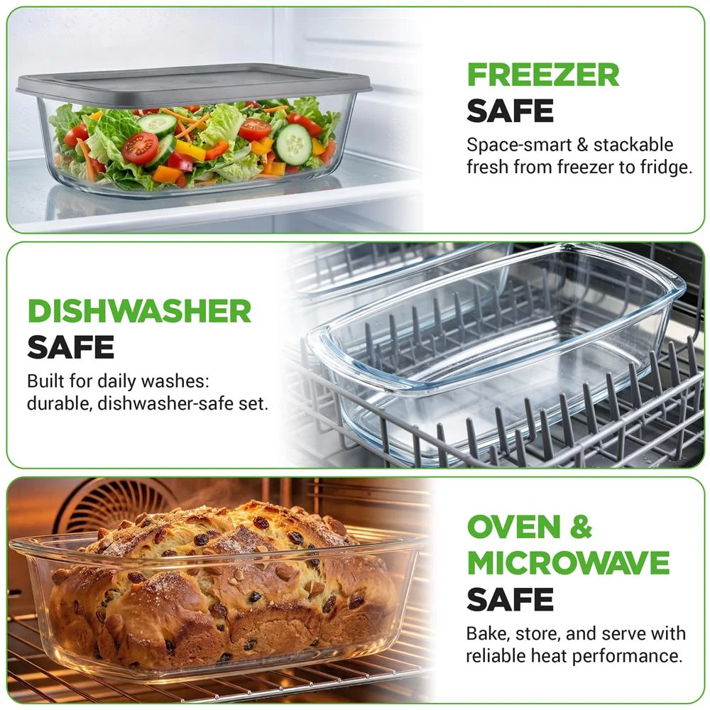 4-Piece Glass Loaf Pan Set, Airtight, High Borosilicate, Clear - Image 5