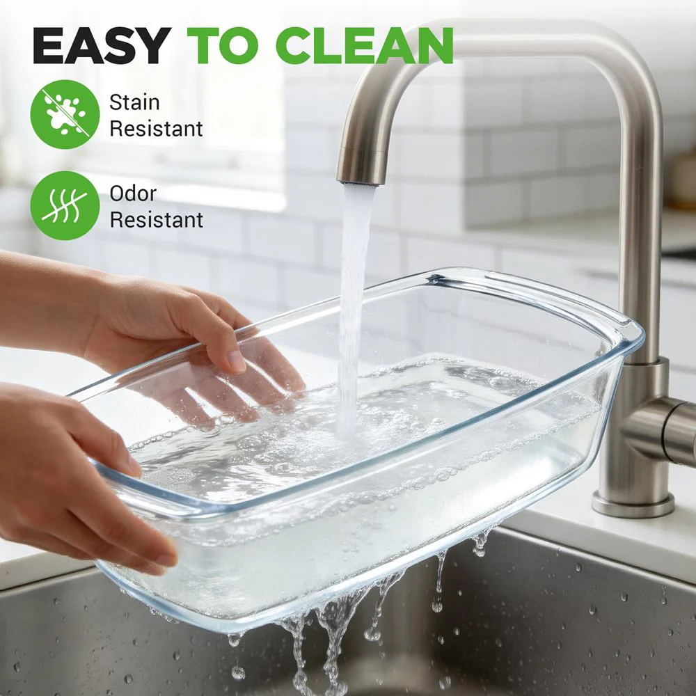 6-Piece Glass Loaf Pan Set - Airtight Lids, Stackable, Oven Safe, Clear - Image 6
