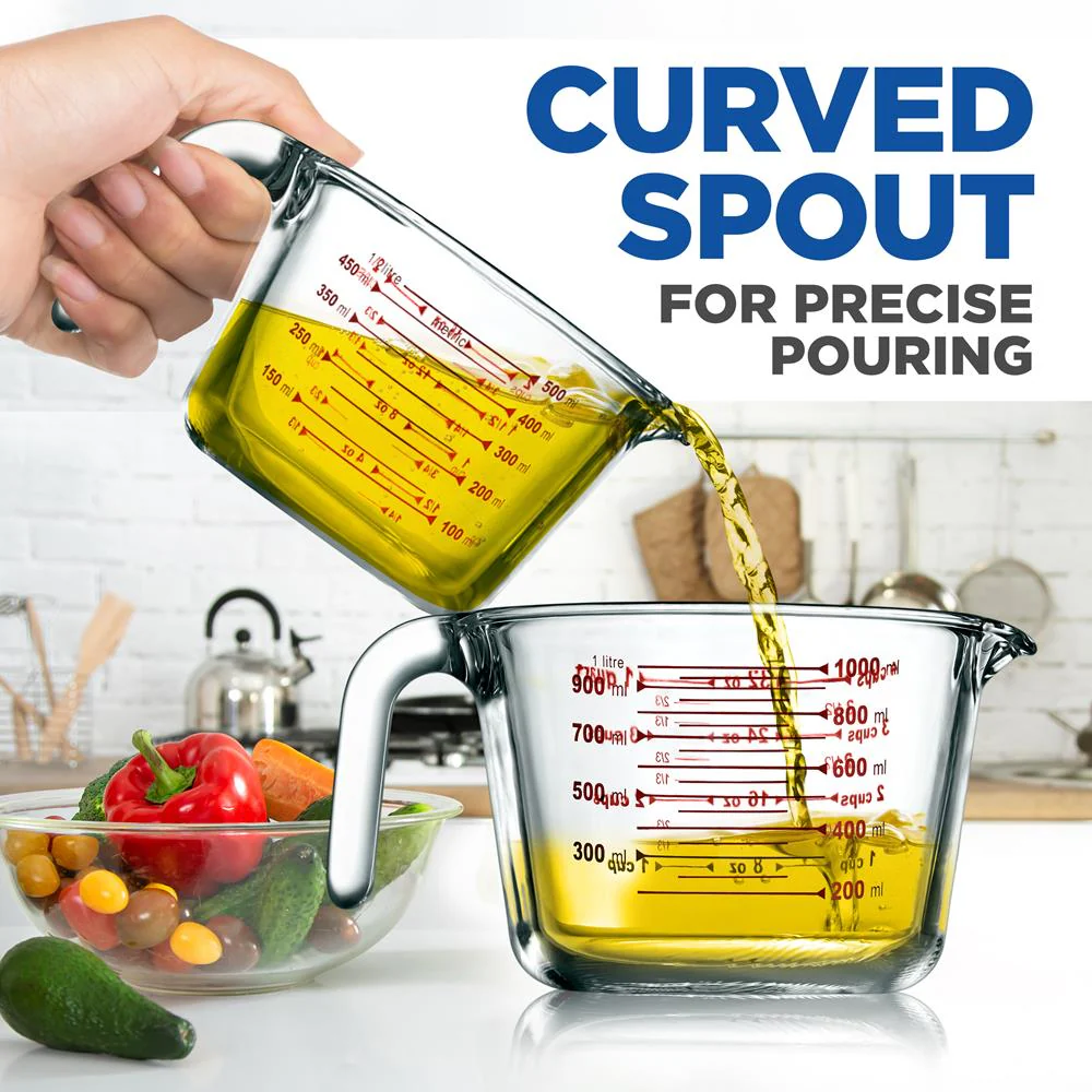 3-Piece Glass Measuring Cups Set - Precise Pouring, Heat-Resistant, Clear - Image 4