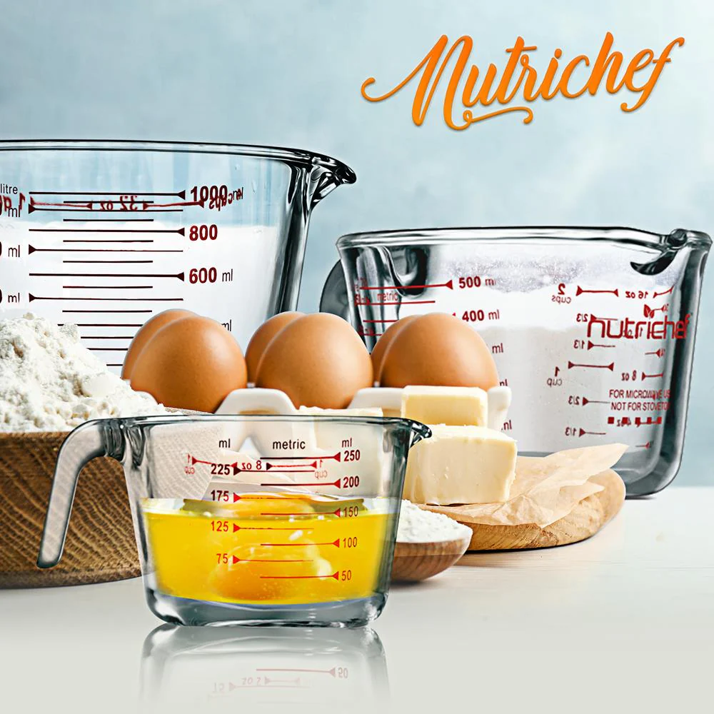 3-Piece Glass Measuring Cups Set - Precise Pouring, Heat-Resistant, Clear - Image 8