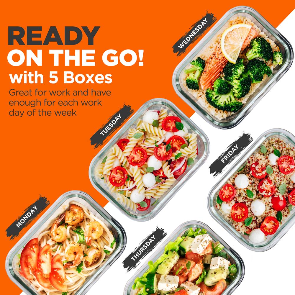 10-Piece Glass Food Storage Set - Leakproof Airtight Lids, Oven Safe - Image 4