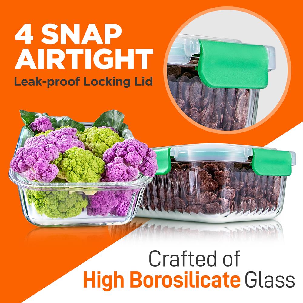 10-Piece Glass Food Storage Set - Leakproof Airtight Lids, Oven Safe - Image 5