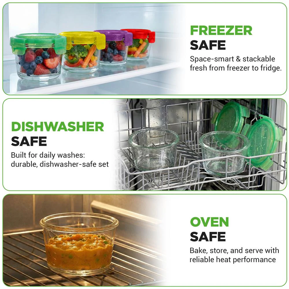 24-Piece Glass Food Storage Set, Airtight, Leak-Proof, Stackable, 4.48oz - Image 4