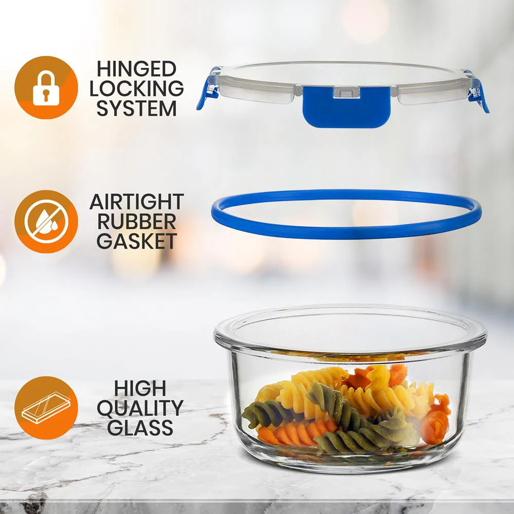 24-Piece Glass Food Storage Set, Airtight Leak-Proof, Blue - Image 7