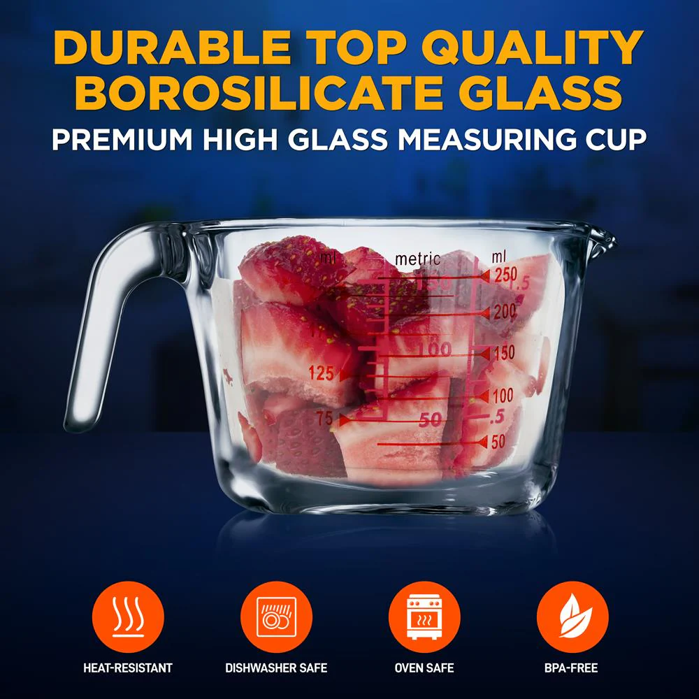 Glass Measuring Cup 250ml - Precise Pouring, Borosilicate, Clear - Image 3