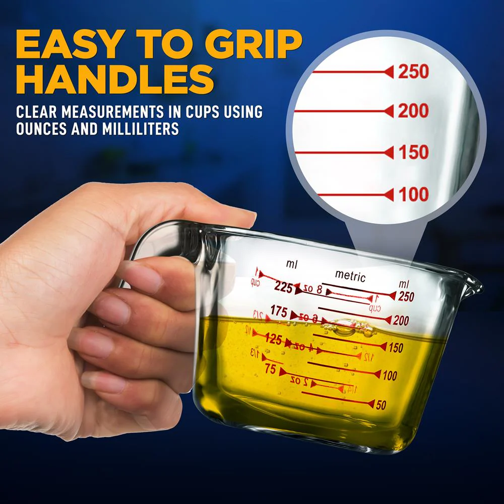 Glass Measuring Cup 250ml - Precise Pouring, Borosilicate, Clear - Image 5