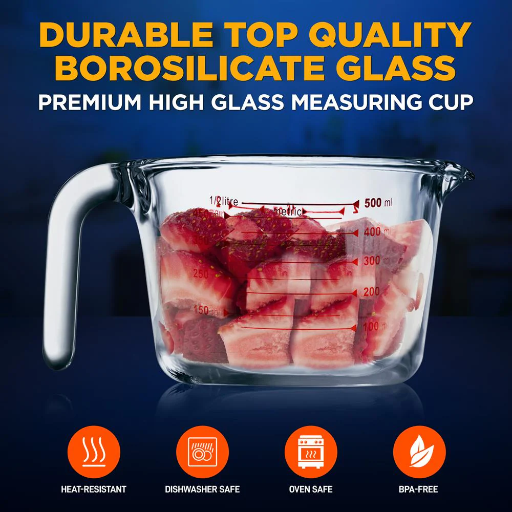 Glass Measuring Cup 500ml Precise Pouring Borosilicate Glass - Image 3