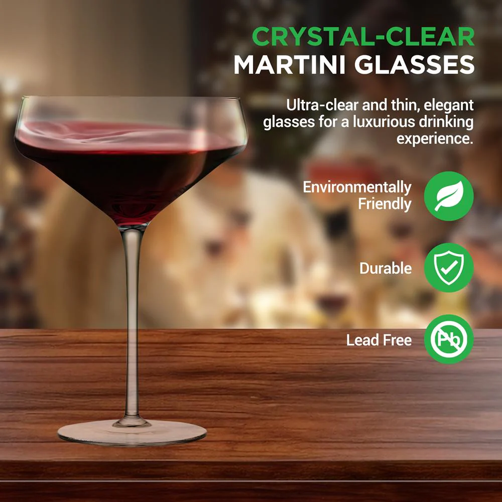 Martini Glasses Set of 2 - Elegant Hand Blown Crystal - 10 oz Capacity - Image 2