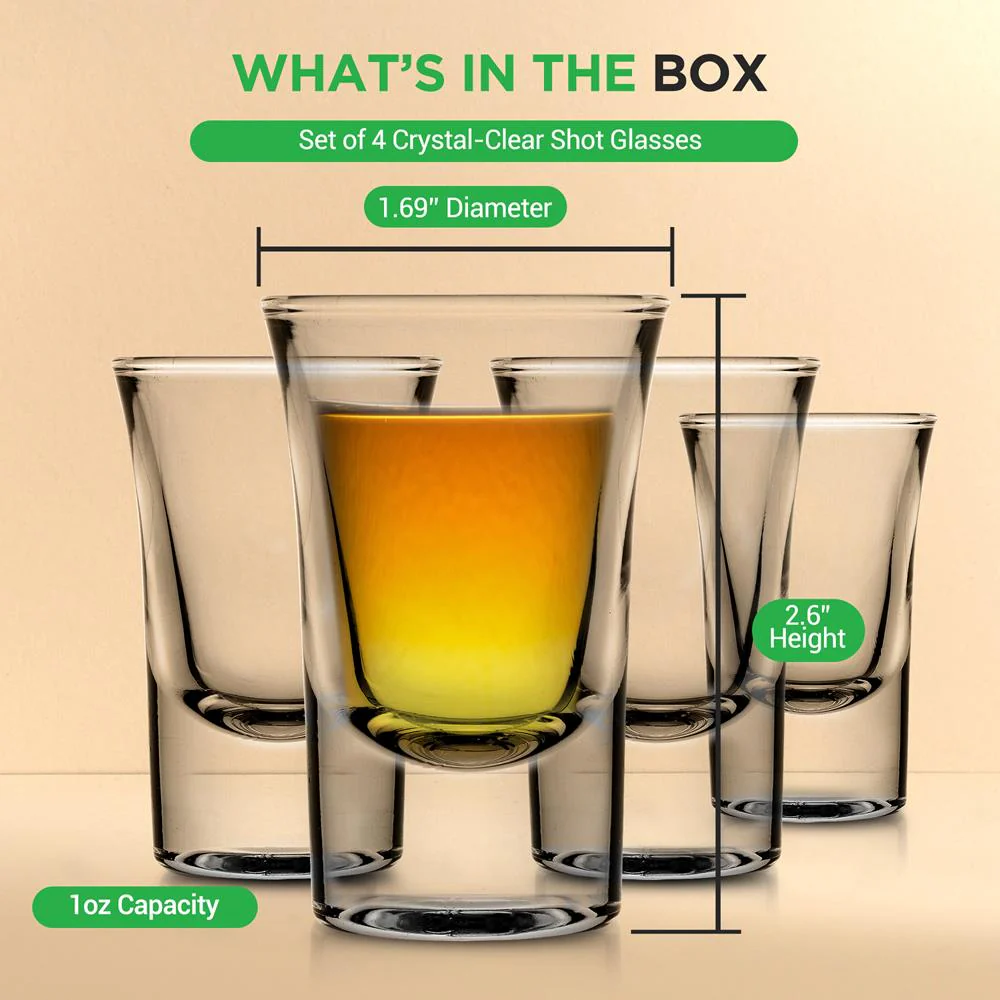 Shot Glasses 4-Pack, Thermal Shock Resistant, Thick Glass, Clear - Image 7