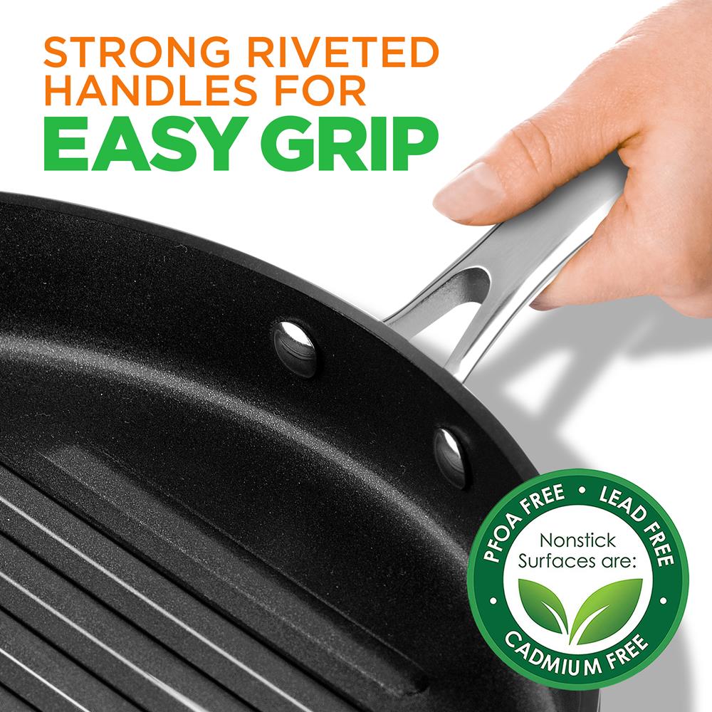 12’’ Hard-Anodized Nonstick Grill - Dishwasher Safe Nonstick Grill Pan - Image 3
