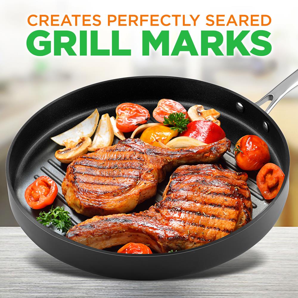 12’’ Hard-Anodized Nonstick Grill - Dishwasher Safe Nonstick Grill Pan - Image 4
