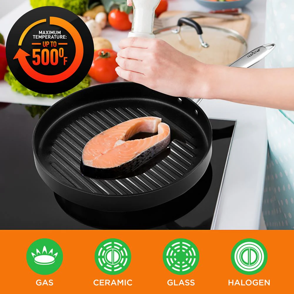 12’’ Hard-Anodized Nonstick Grill - Dishwasher Safe Nonstick Grill Pan - Image 6