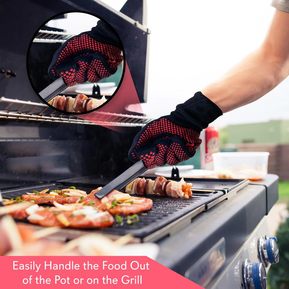 BBQ Gloves 1472°F Heat Resistant Silicone Grip 14" Washable Mitts - Image 5