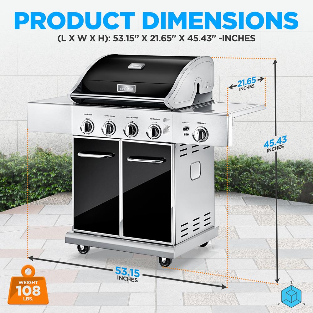 5-Burner Propane Gas Grill, 52,000 BTU, Stainless Steel, Easy Clean - Image 2