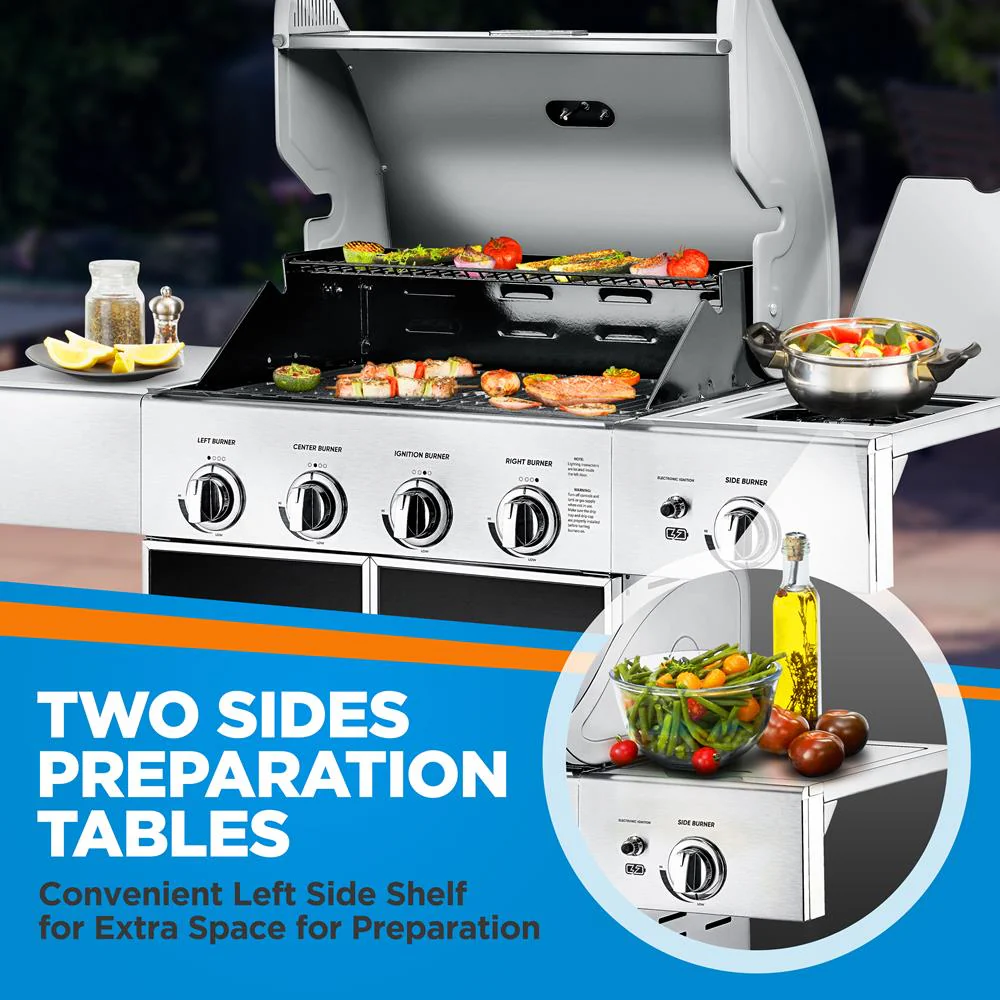 5-Burner Propane Gas Grill, 52,000 BTU, Stainless Steel, Easy Clean - Image 4