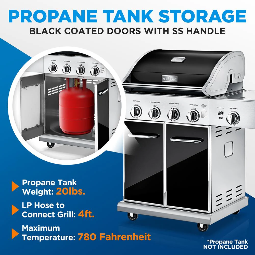 5-Burner Propane Gas Grill, 52,000 BTU, Stainless Steel, Easy Clean - Image 9