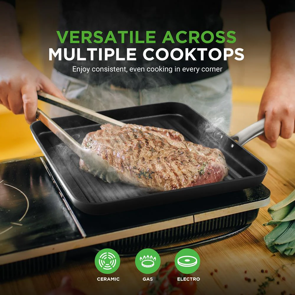 11" Nonstick Grill Pan - Perfect Searing, Hard-Anodized Aluminum - Image 5