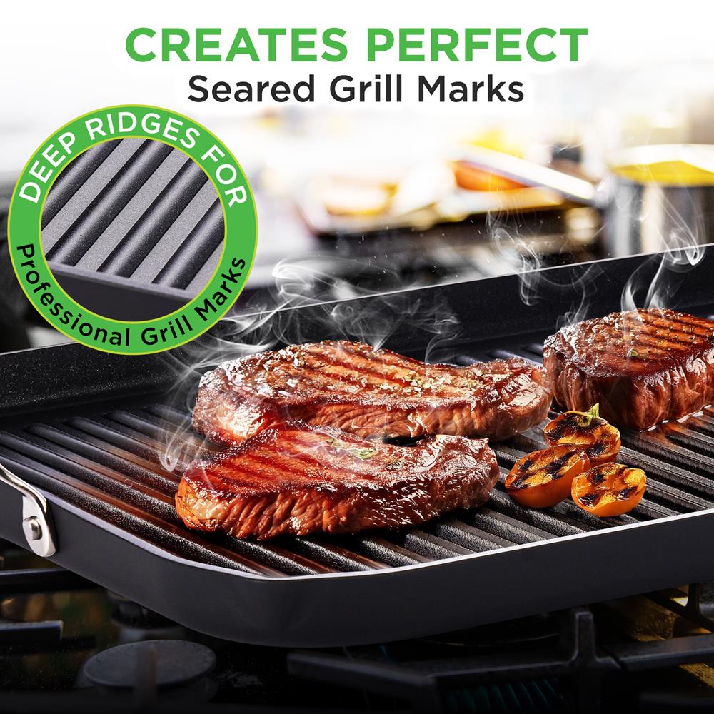 Stove Top Grill Pan - Nonstick, Even Heating, Hard-Anodized Aluminum - Image 3