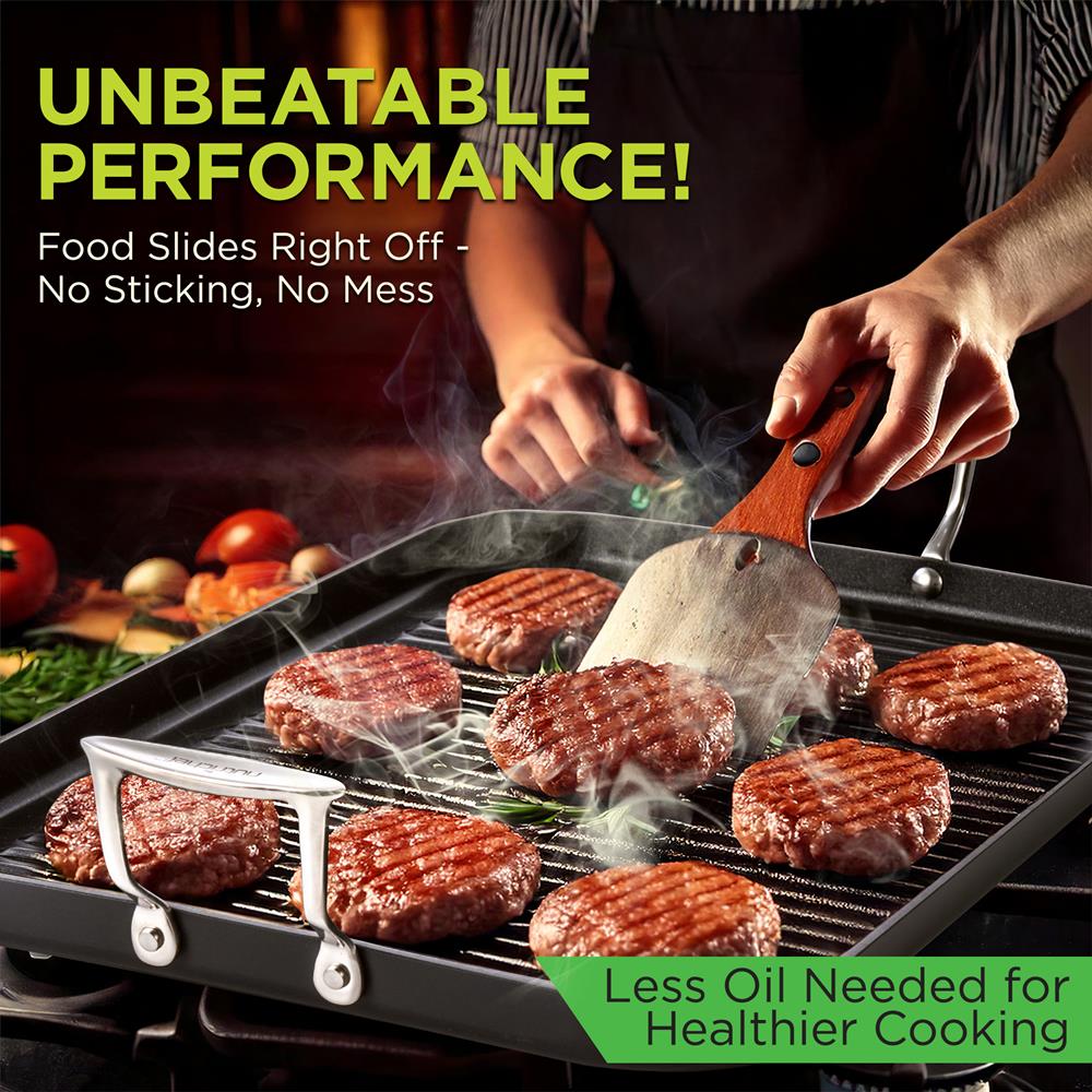 Stove Top Grill Pan - Nonstick, Even Heating, Hard-Anodized Aluminum - Image 6