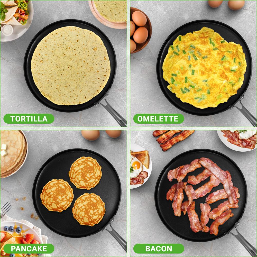 12" Nonstick Crepe Pan, Even Heating, Hard-Anodized, Dishwasher Safe - Image 3