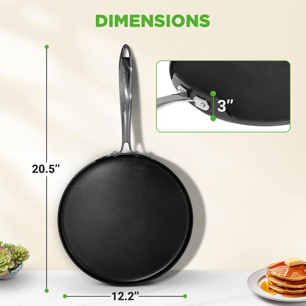 12" Nonstick Crepe Pan, Even Heating, Hard-Anodized, Dishwasher Safe - Image 7