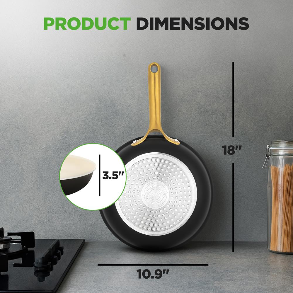 10" Non-Stick Frying Pan, Even Heat, Ceramic Coating, Golden Handle - Image 6
