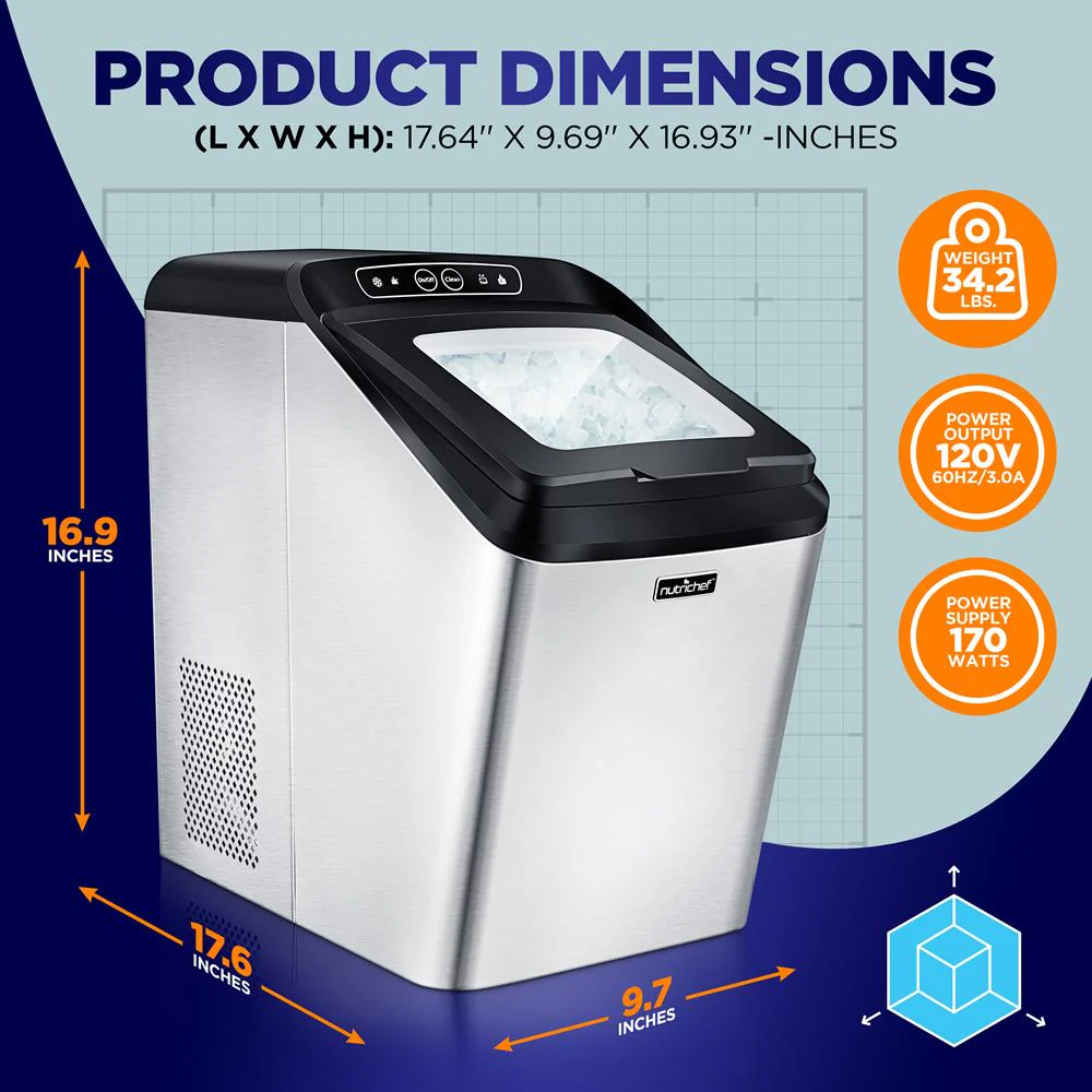 Countertop Nugget Ice Maker - Fast 26 lbs/Day, Stainless Steel - Image 2