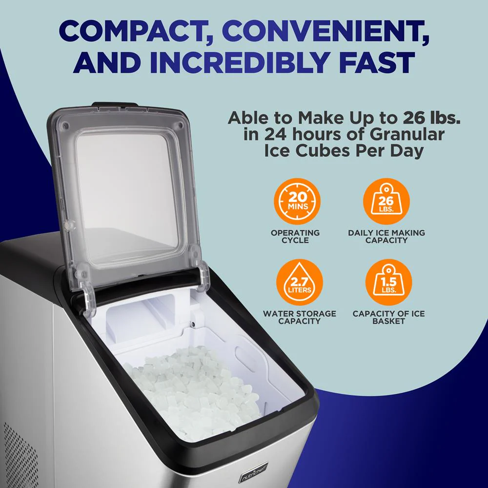 Countertop Nugget Ice Maker - Fast 26 lbs/Day, Stainless Steel - Image 4