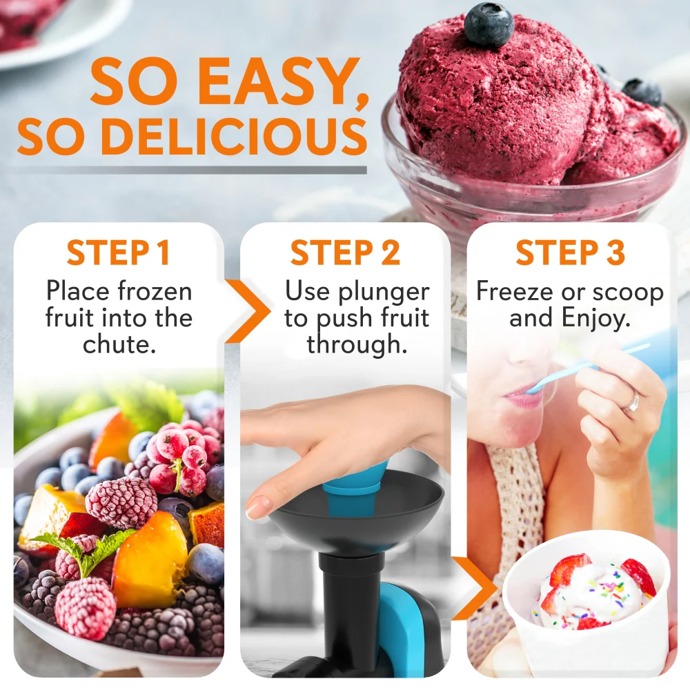 Electric Frozen Dessert Maker - Healthy Treats - 150W - Blue - Image 5