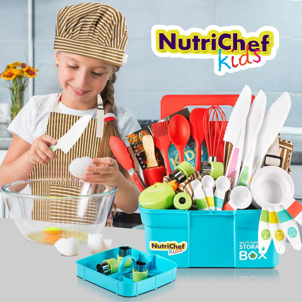 Kids Cooking & Baking Set - Safe Nylon Tools, Recipe Cards, Unisex Apron - Image 7