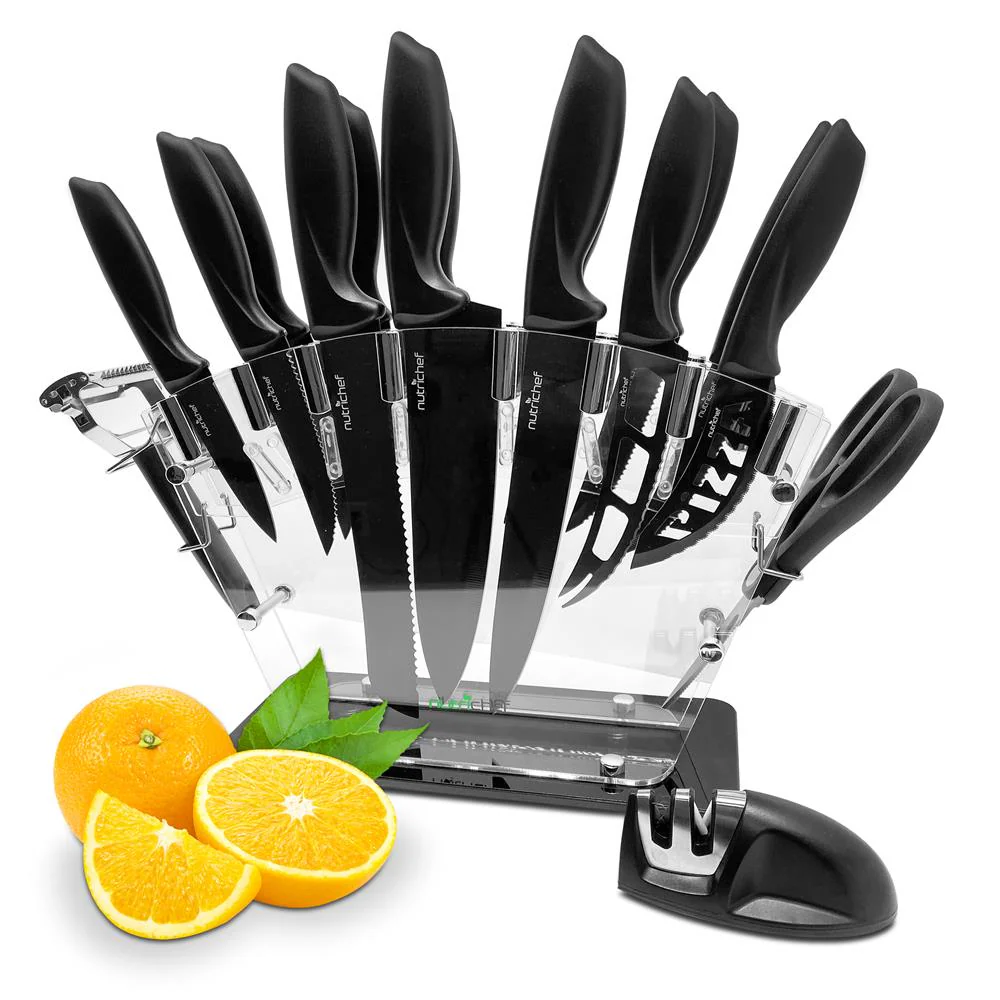 17-Piece Kitchen Knife Set - Precision Cutting - Stainless Steel - Acrylic Stand - Image 8