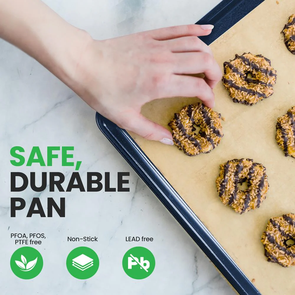 Non-Stick XL Cookie Sheet, Easy Clean Carbon Steel, Blue Diamond, 22"x16" - Image 4