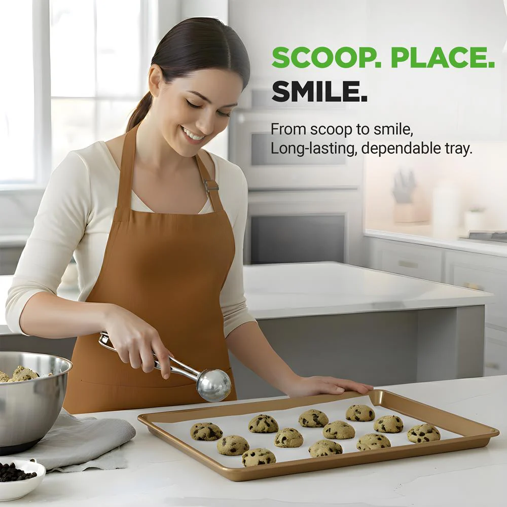 Non-Stick Mega Bake Pan - Stylish Metallic Coating, Dishwasher Safe And Pfoa, Pfos, Ptfe Free - Image 4