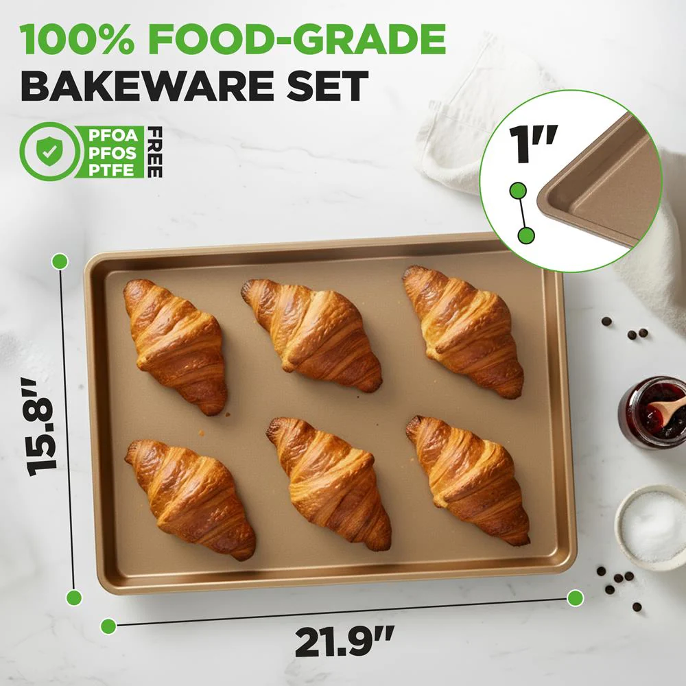Non-Stick Mega Bake Pan - Stylish Metallic Coating, Dishwasher Safe And Pfoa, Pfos, Ptfe Free - Image 5